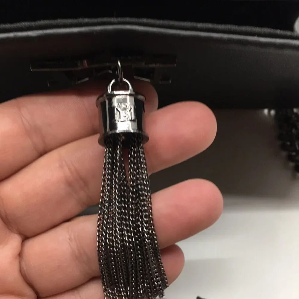NWT Badgley Mischka Metal Fringe Crossbody Black Vegan